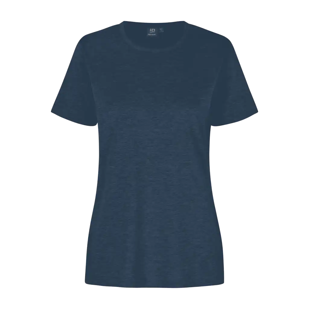 Blue Melange PRO Wear naisten T-paita ID® 0312 – meleerattu sininen t-paita logopainatuksella