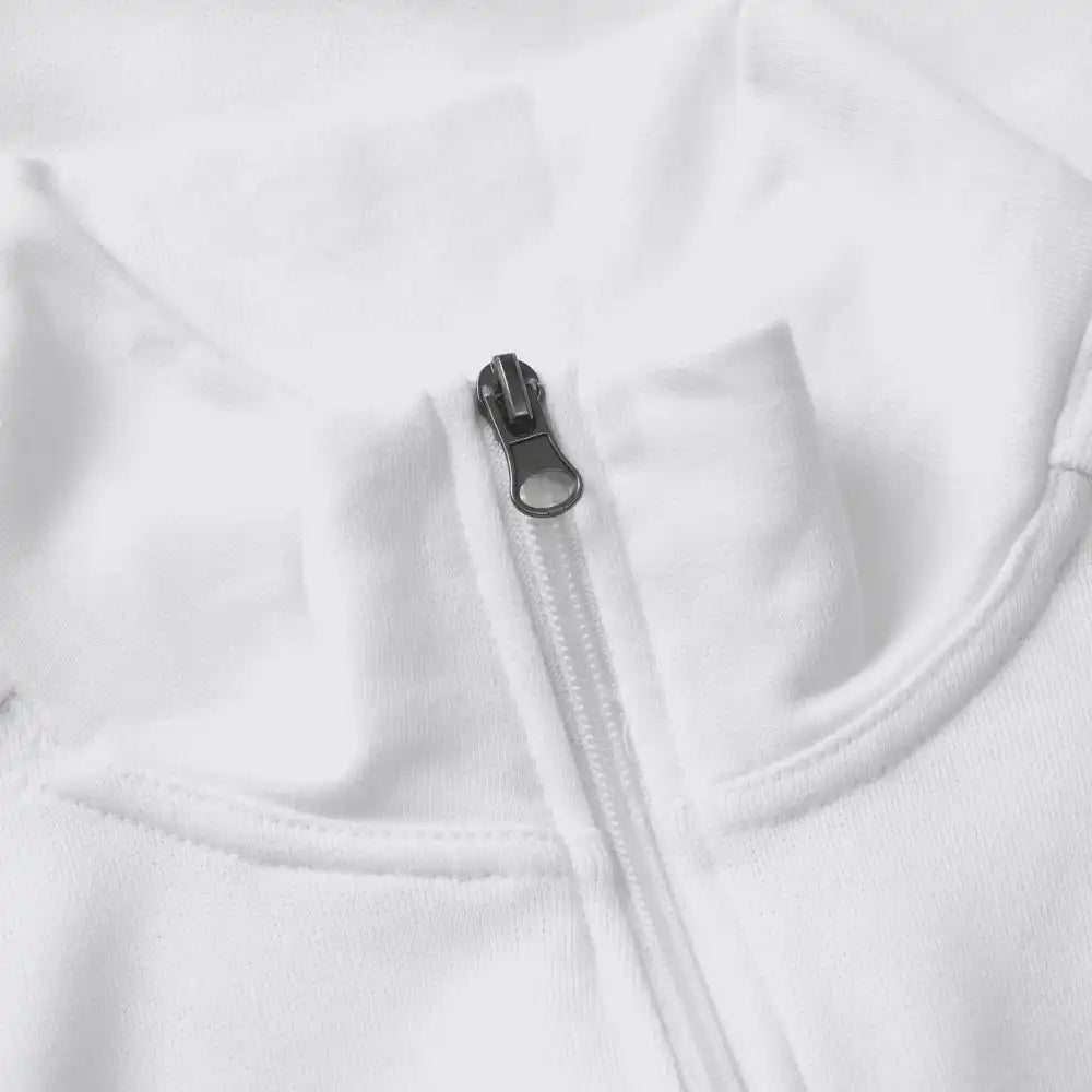 Valkoinen PRO Wear CARE naisten cardigan omalla logolla â Kuva YKK-vetoketju ja kaksoistikkaukset