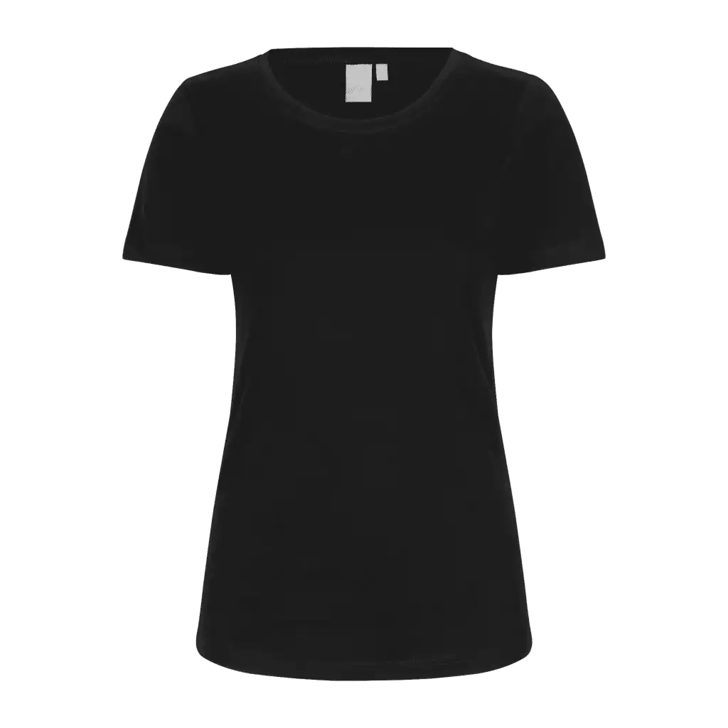 Musta naisten Interlock T-paita ID® 0508 – monikäyttöinen puuvillainen t-paita logopainatuksella