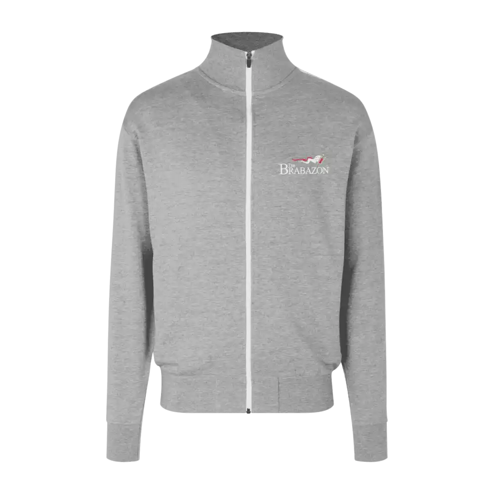 Grey melange collegetakki omalla logolla – brodeerattu logo (ID Sweat Cardigan Contrast)
