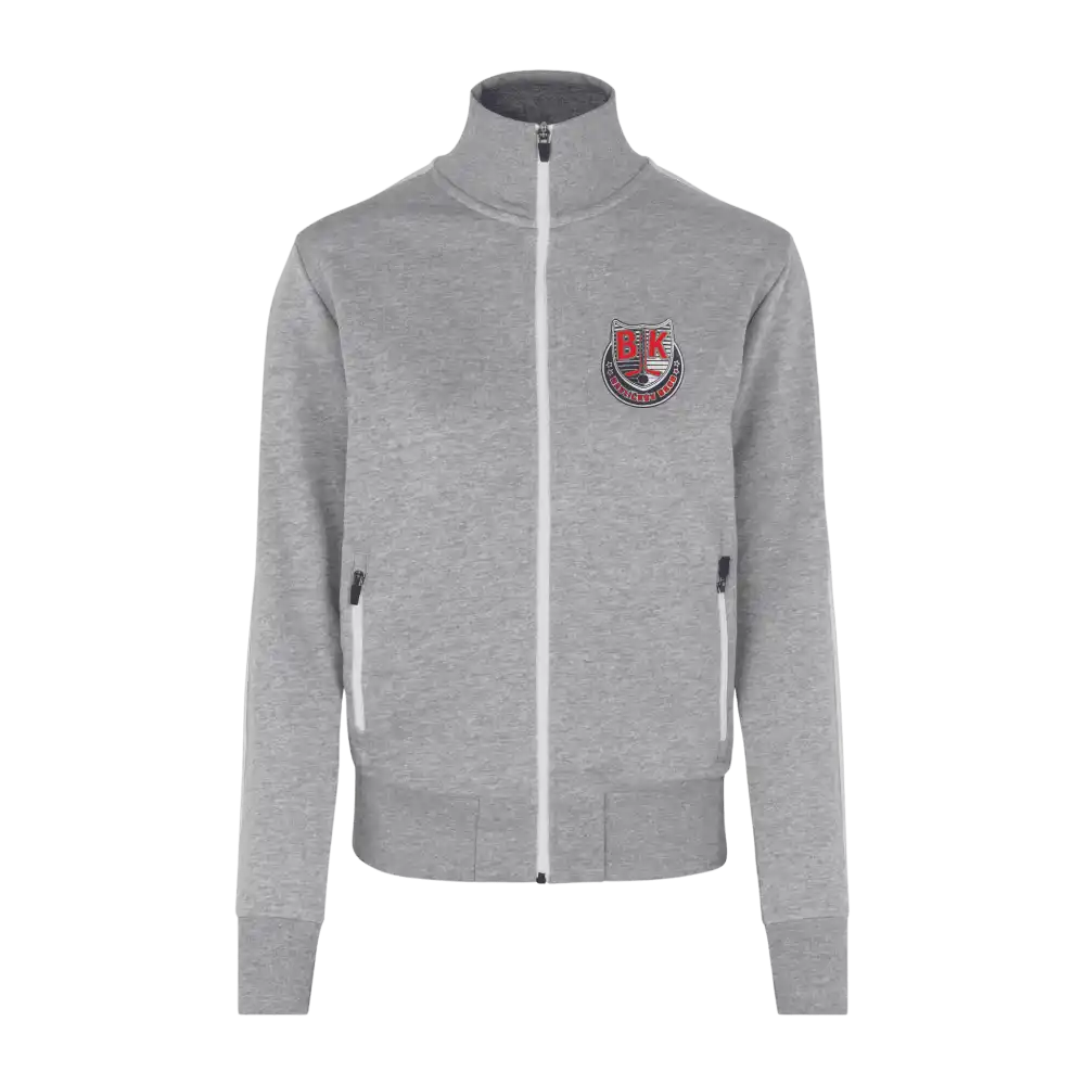 Grey melange naisten collegetakki omalla logolla – Water Transfer -painatus (ID Sweat Cardigan Contrast)