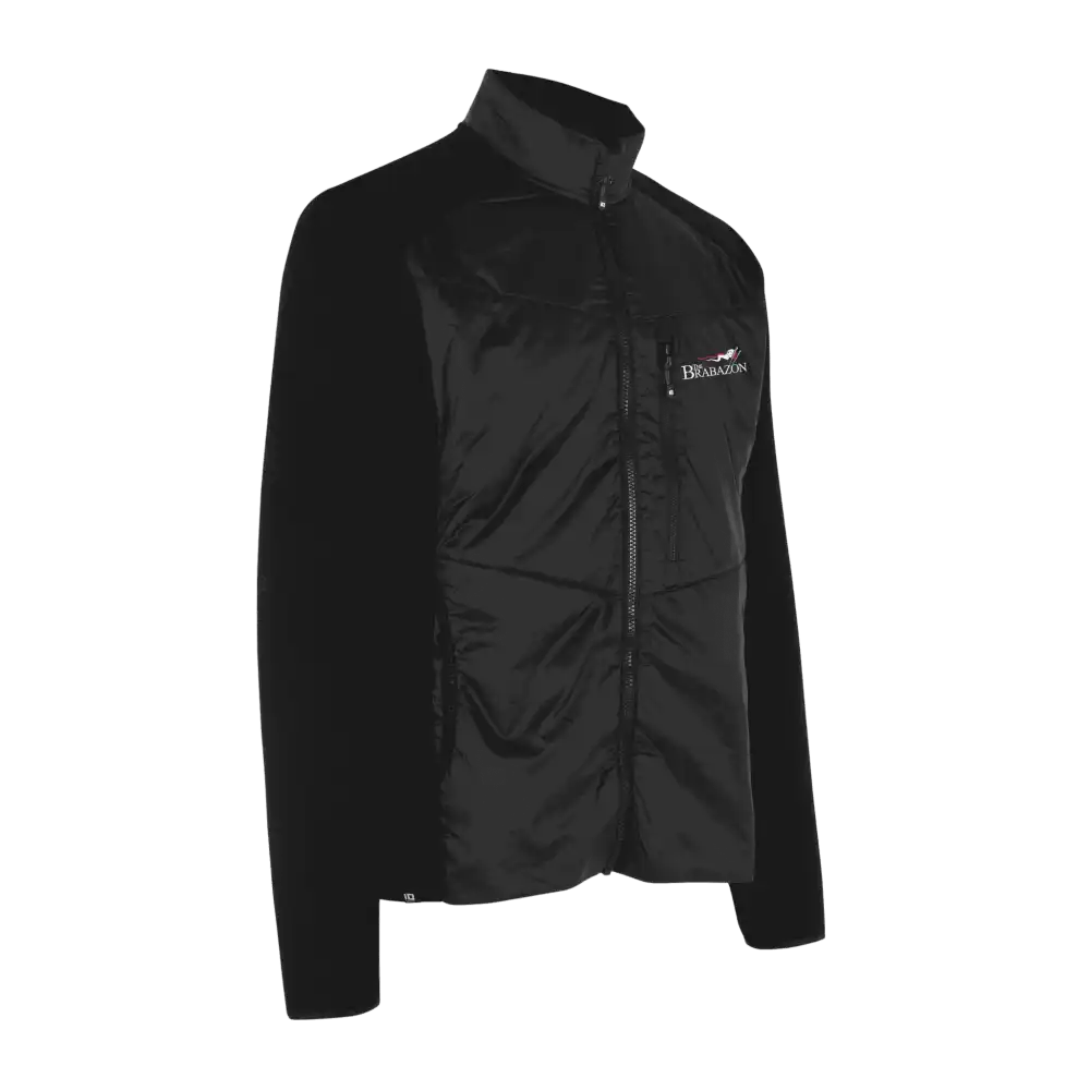 Musta Hybrid Jacket miehille â brodeerattu logo rinnassa