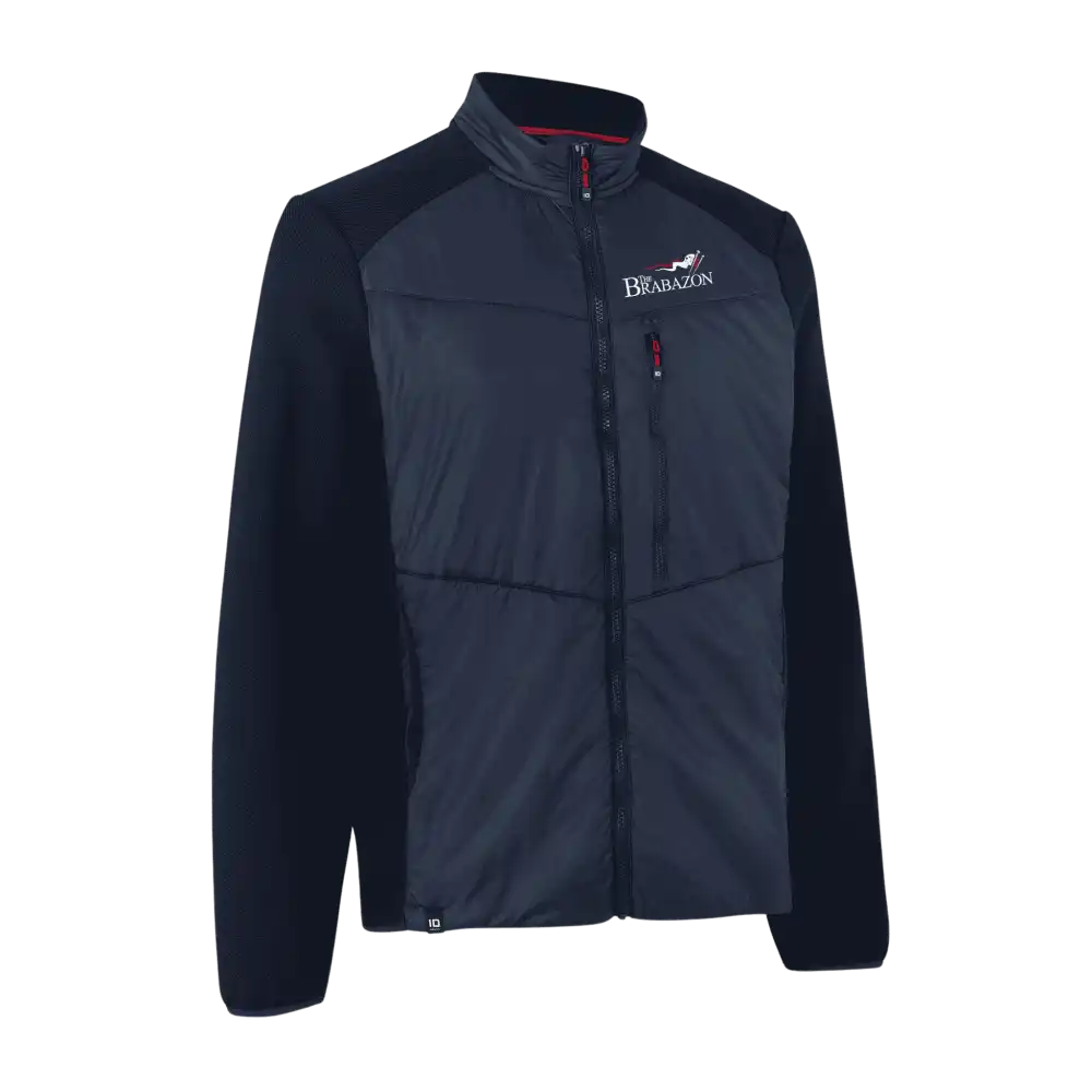 Navy Hybrid Jacket miehille â brodeerattu logo rinnassa