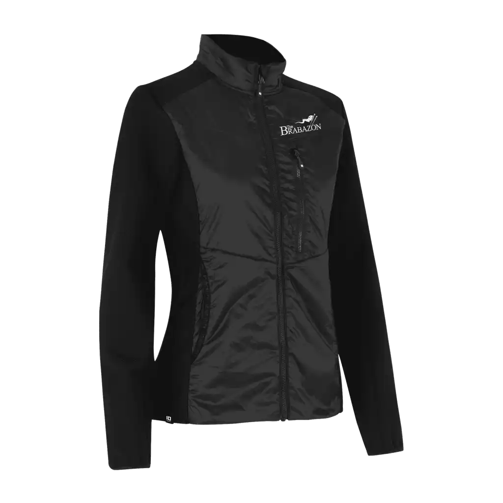 Musta naisten Hybrid Jacket – brodeerattu logo rinnassa (ID® 0721)