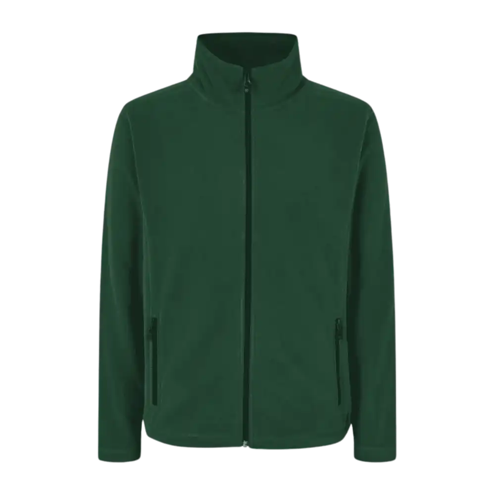 ID® Cardigan 0803 bottle green fleece – vastuullisesti valmistettu yritystakki logolla