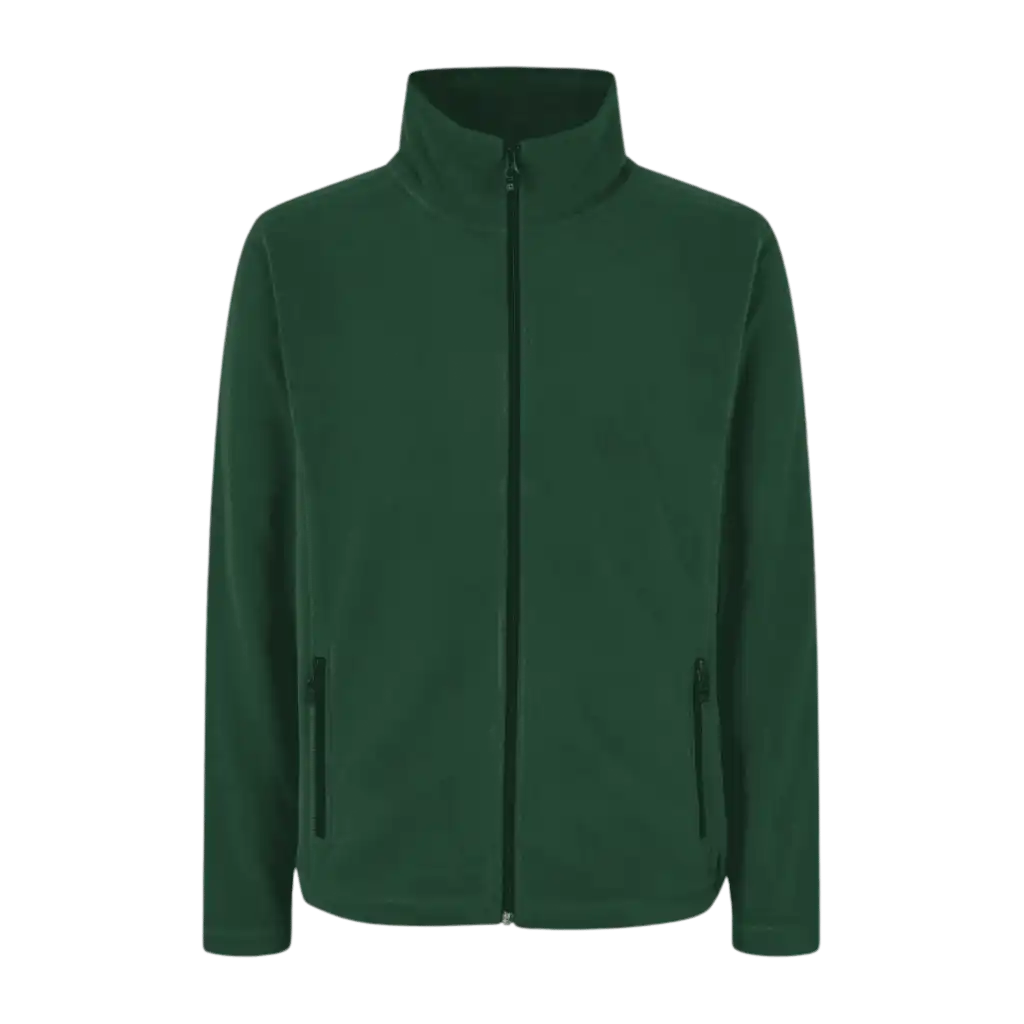 ID® Cardigan 0803 bottle green fleece – vastuullisesti valmistettu yritystakki logolla