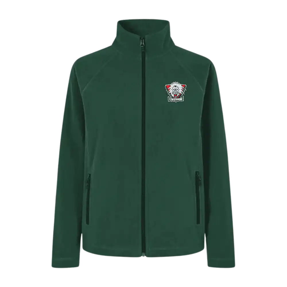 IDÂź Cardigan 0805 bottle green microfleece omalla logolla â vastuullisesti valmistettu työvaate