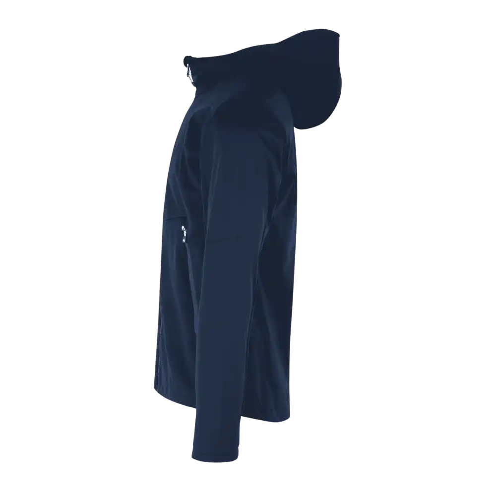 Navy softshell takki omalla logolla – sivukuva (0836)