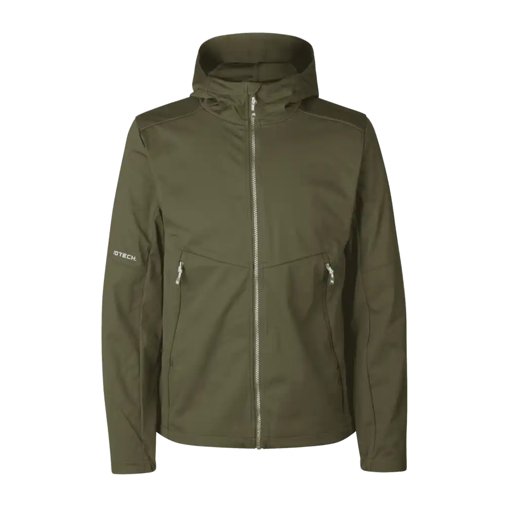 Oliivi softshell takki omalla logolla – yrityksen edustus- ja työvaate (0836)
