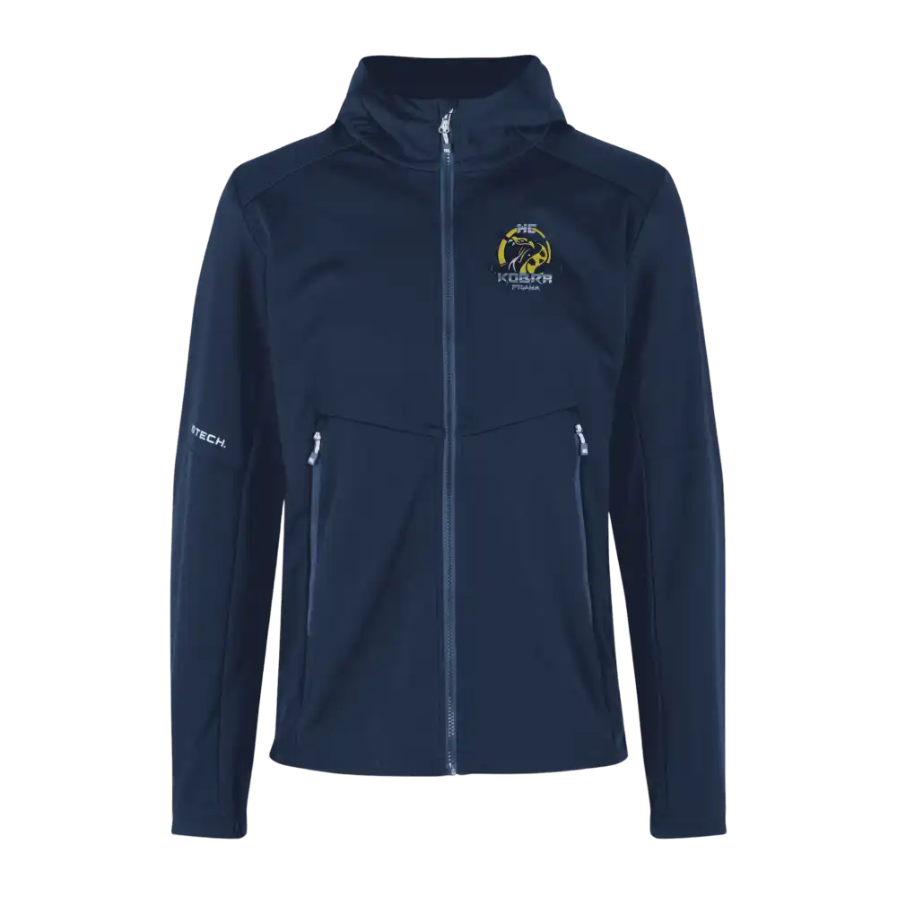 Navy softshell takki omalla logolla – Colorstop transfer logo rinnassa (0836)