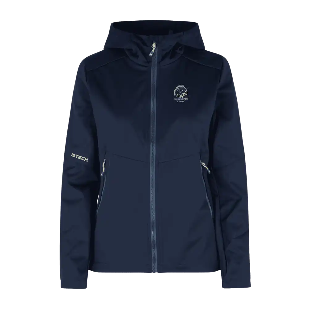 Navy Soft Shell Jacket naisille – takki omalla logolla, Colorstop transfer logo rinnassa