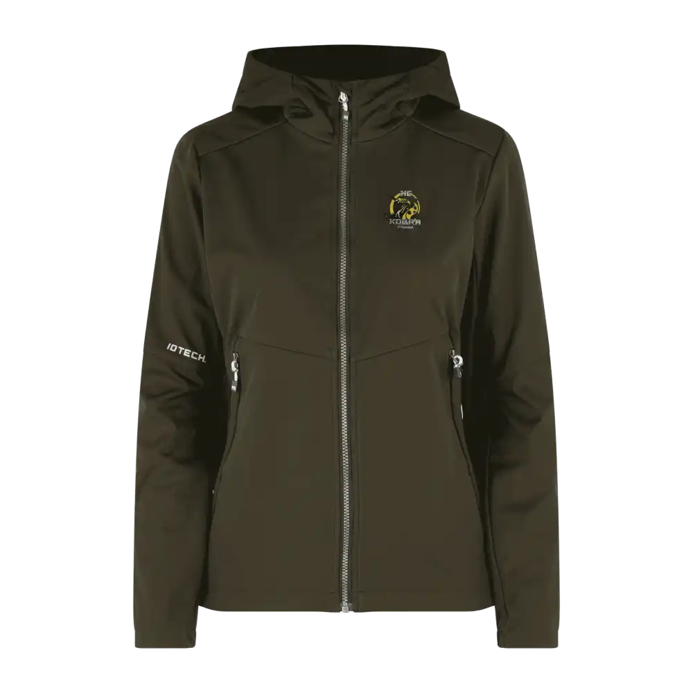 Oliivi Soft Shell Jacket naisille – takki omalla logolla, Colorstop transfer logo rinnassa