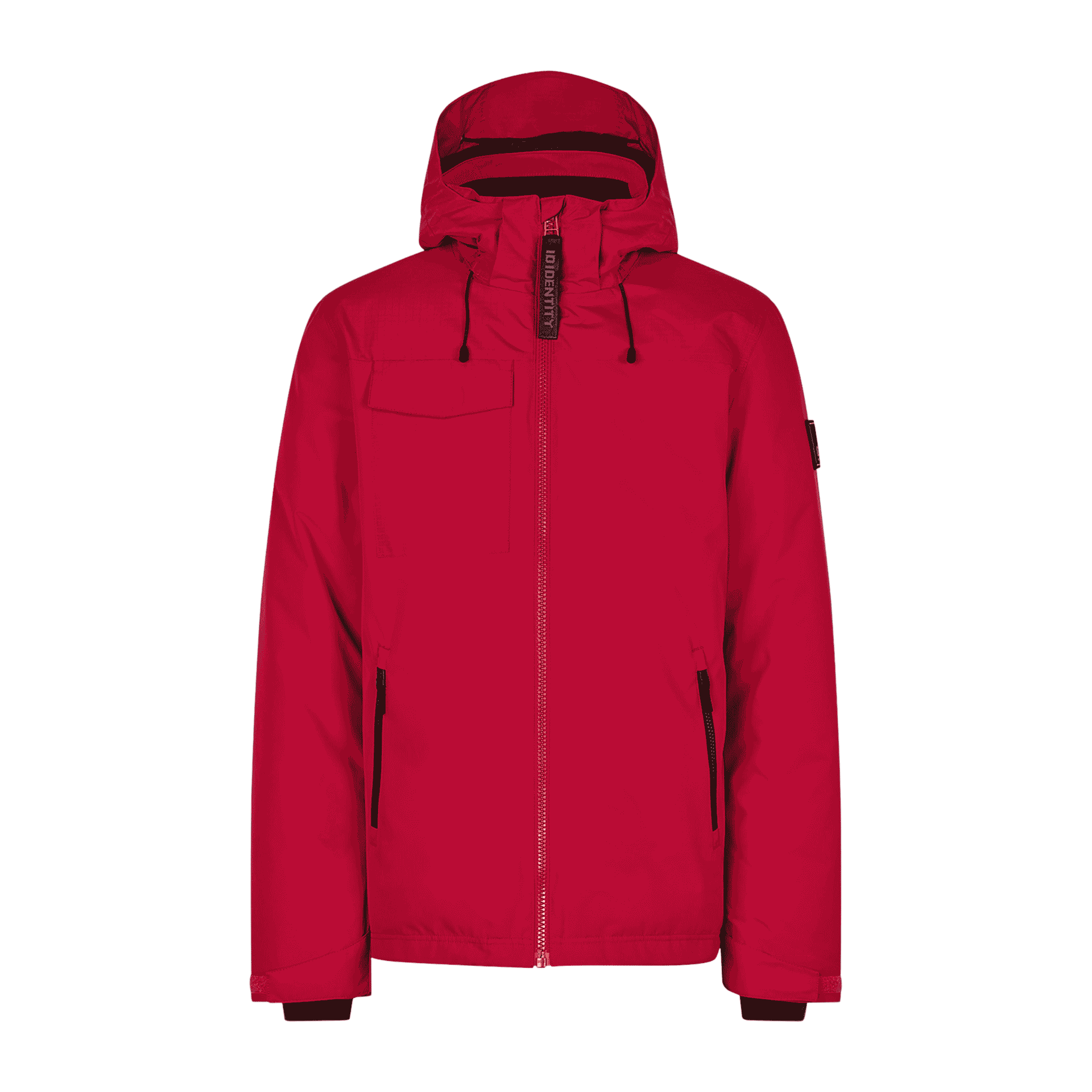 Punainen Hooded Winter Jacket takki omalla logolla (ID® 0842)