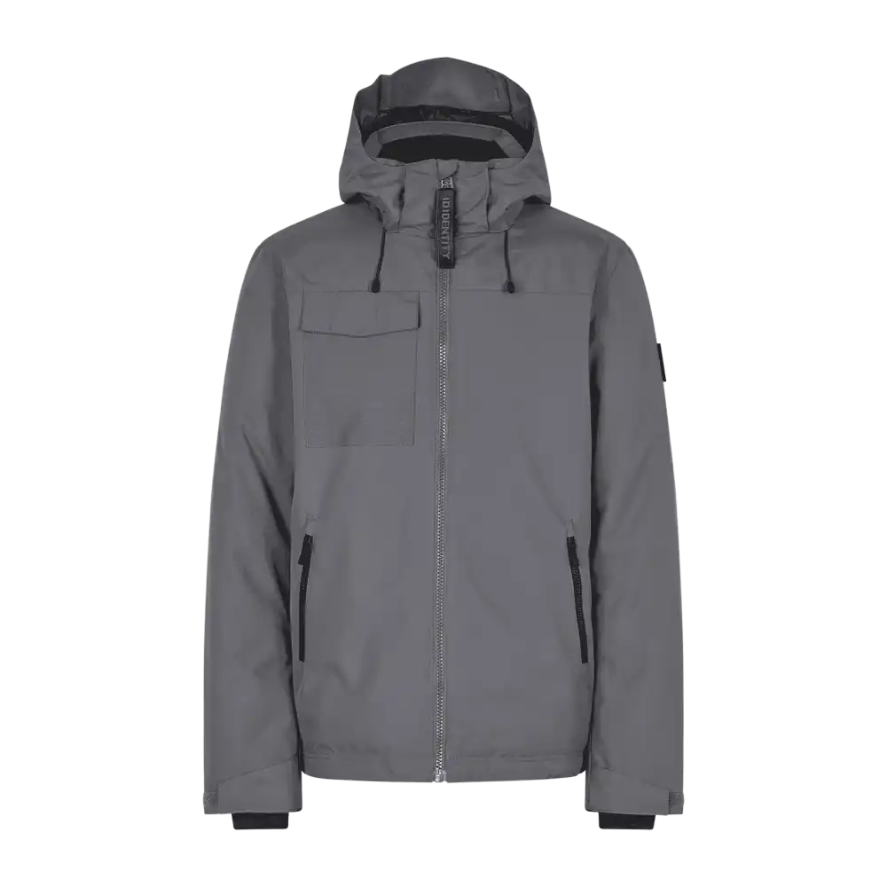 Harmaa Silver Grey Hooded Winter Jacket takki omalla logolla (ID® 0842)