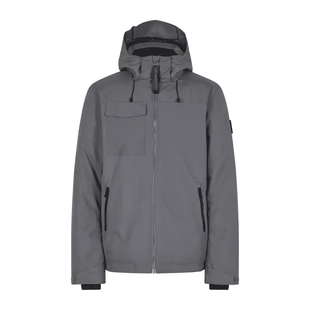 Harmaa Silver Grey Hooded Winter Jacket takki omalla logolla (ID® 0842)