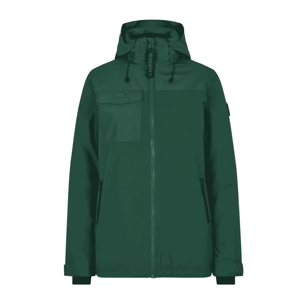 Naisten Hooded Winter Jacket bottle green – lämmin talvitakki logolla