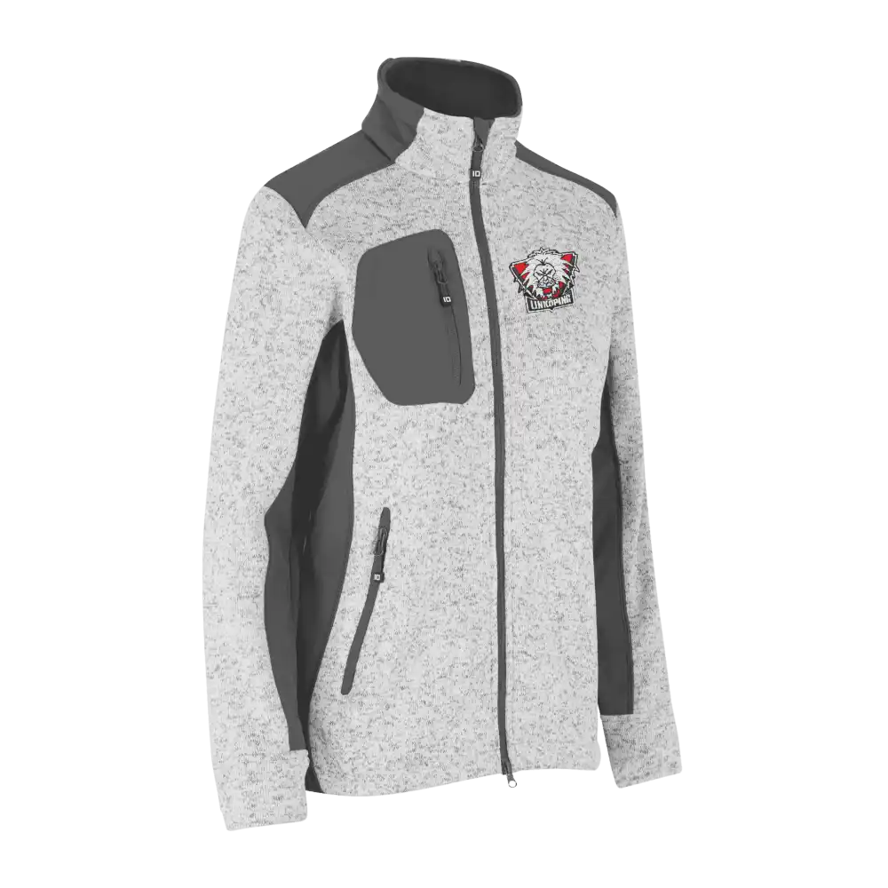 Naisten neulottu fleecetakki â Anthracite melange â logo brodeerattuna rintaan (IDÂź 0851)