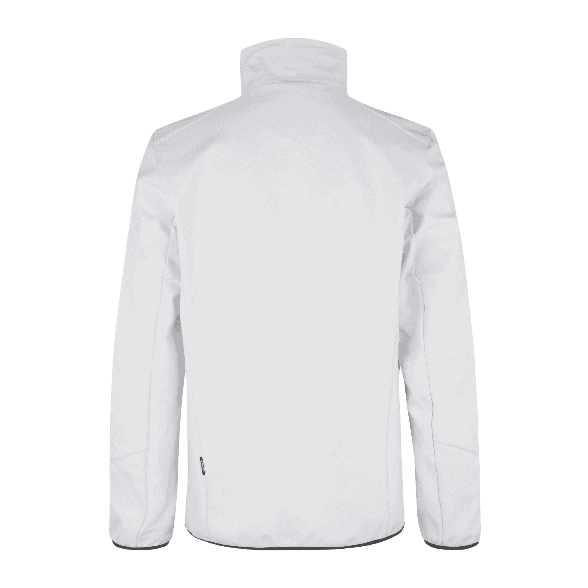 Valkoinen CORE soft shell takki takaa – omalla logolla