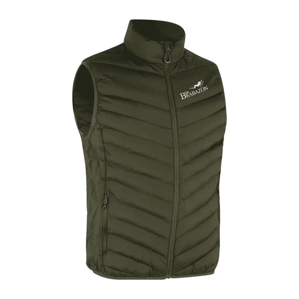Olive Bodywarmer Stretch liivi miehille omalla logolla – brodeerattu logo rinnassa (0892)