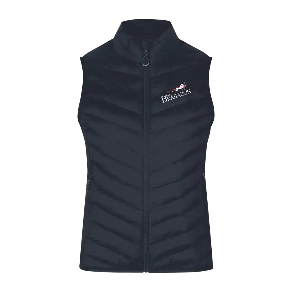 Navy bodywarmer liivi omalla logolla – brodeerattu logo rinnassa