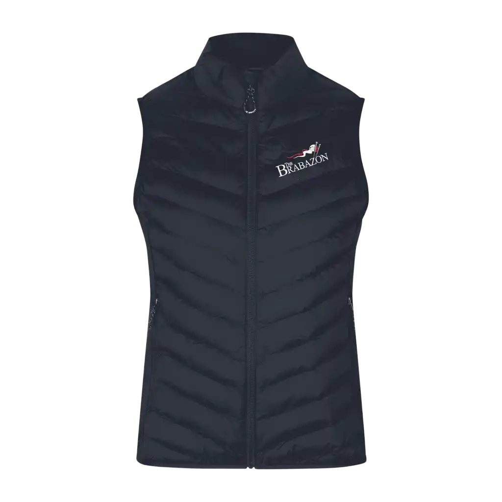 Navy bodywarmer liivi omalla logolla – brodeerattu logo rinnassa