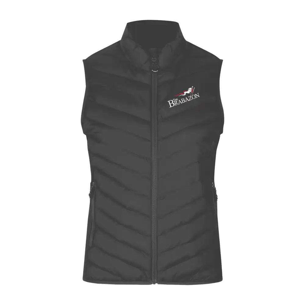 Silver grey bodywarmer liivi omalla logolla – brodeerattu logo rinnassa