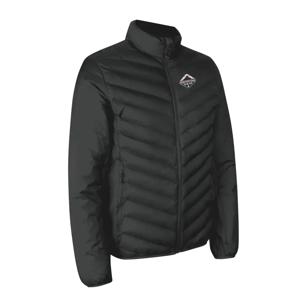 Musta Padded Jacket Stretch miehille omalla logolla – brodeerattu logo rinnassa (ID® 0896)