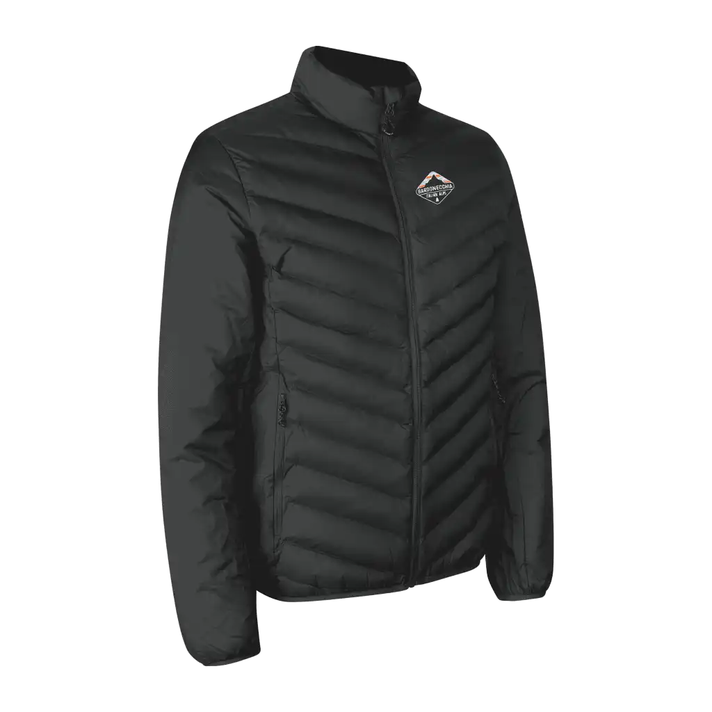 Musta Padded Jacket Stretch miehille omalla logolla – brodeerattu logo rinnassa (ID® 0896)