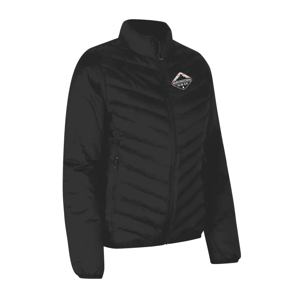 Musta Padded Jacket Stretch naisille omalla logolla – brodeerattu logo rinnassa (ID® 0897)