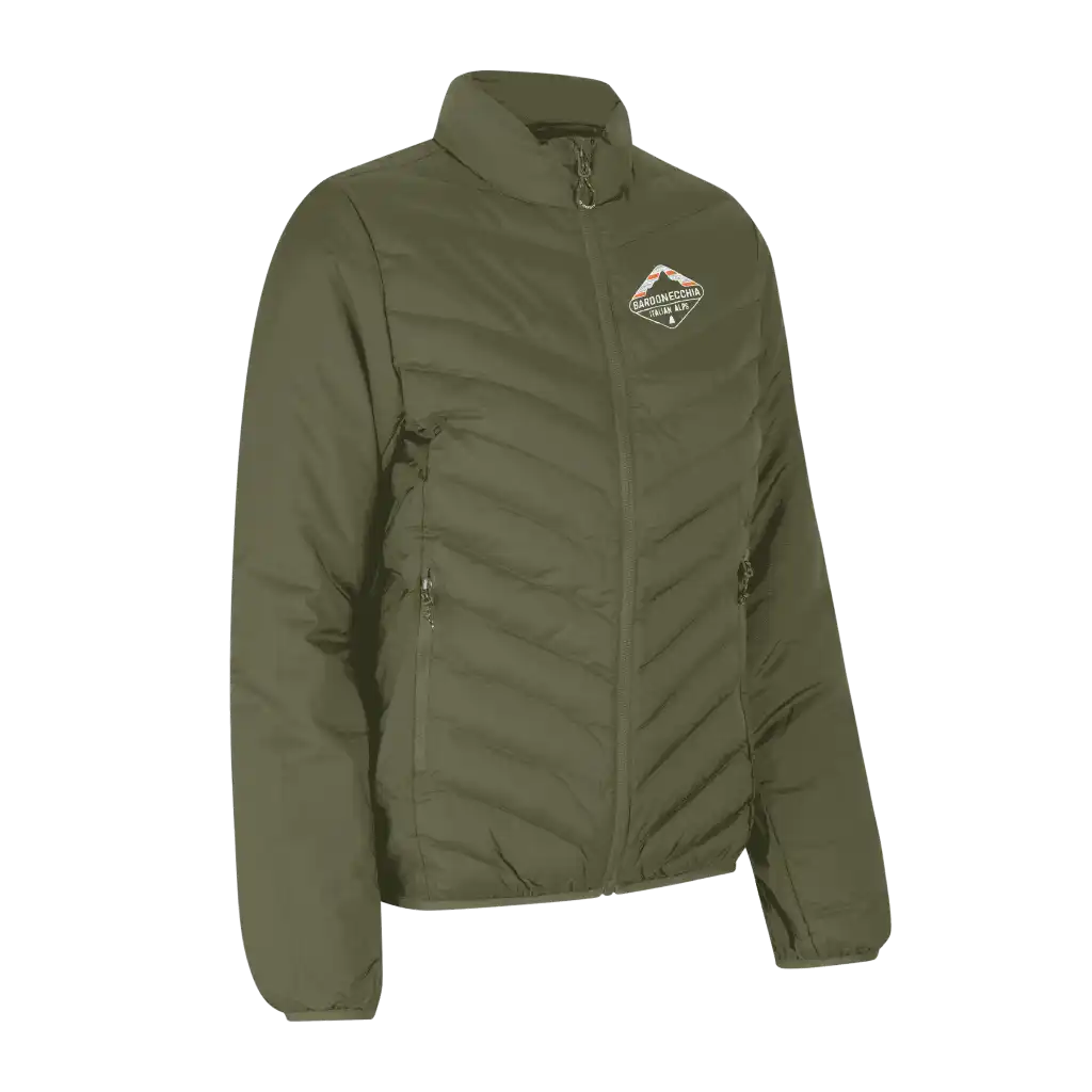 Oliivi Padded Jacket Stretch naisille omalla logolla – brodeerattu logo rinnassa (ID® 0897)