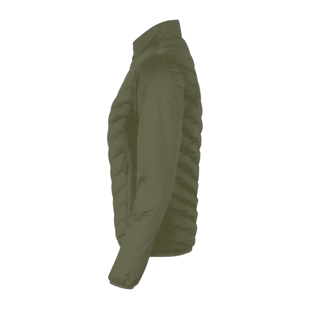 Oliivi Padded Jacket Stretch naisille omalla logolla – sivukuva (ID® 0897)