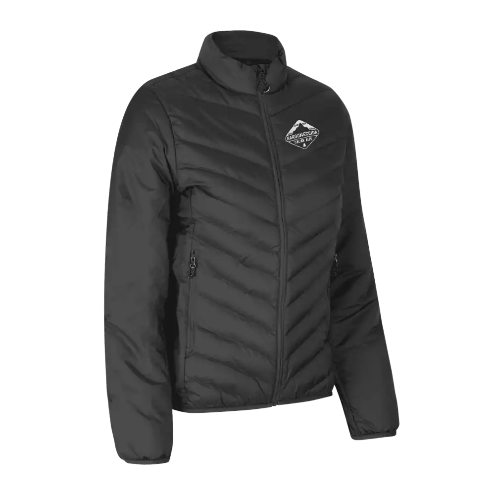 Silver grey Padded Jacket Stretch naisille omalla logolla – brodeerattu logo rinnassa (ID® 0897)