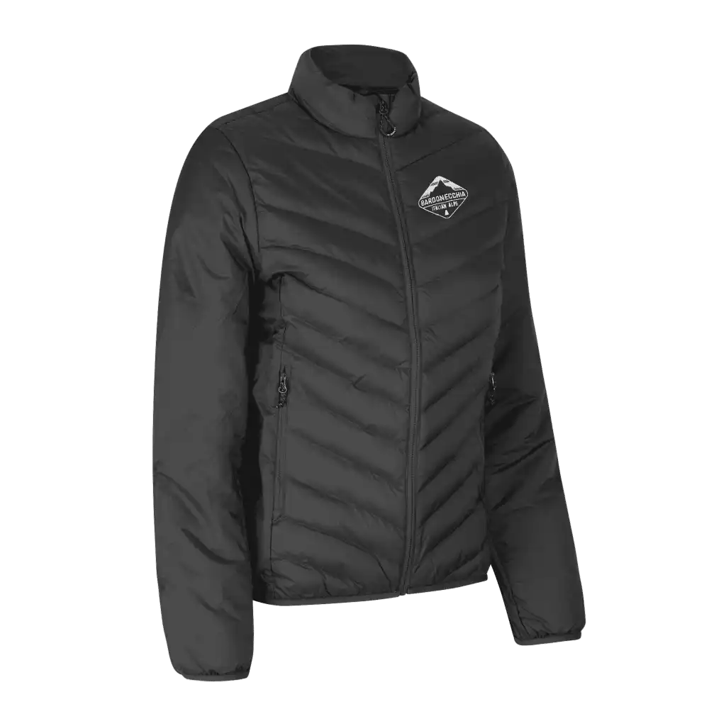 Silver grey Padded Jacket Stretch naisille omalla logolla – brodeerattu logo rinnassa (ID® 0897)
