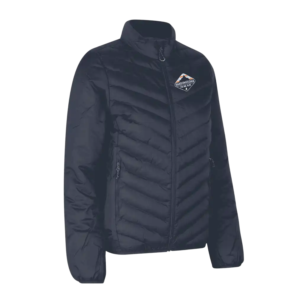 Navy Padded Jacket Stretch naisille omalla logolla – brodeerattu logo rinnassa (ID® 0897)