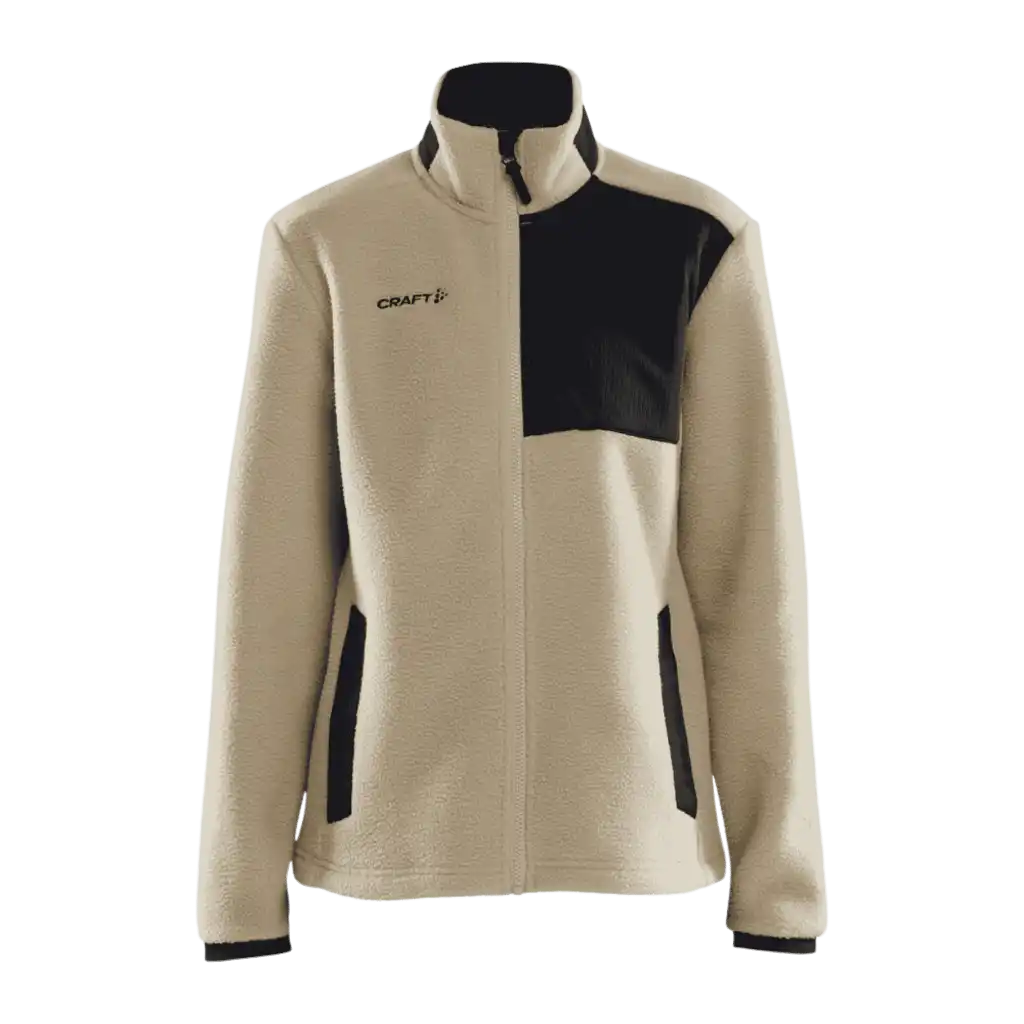 Craft ADV Explore Pile Fleece Jacket W Ecru-Black – tyylikäs naisten teddy-fleecetakki yrityskäyttöön