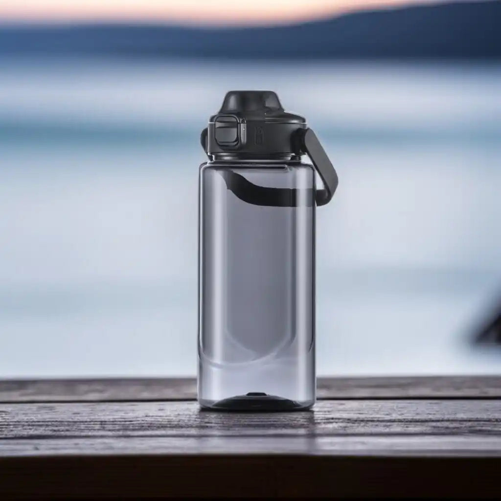 NEON Tritan -juomapullo ulkona penkillä, valmiina retkelle – täydellinen kesälahja