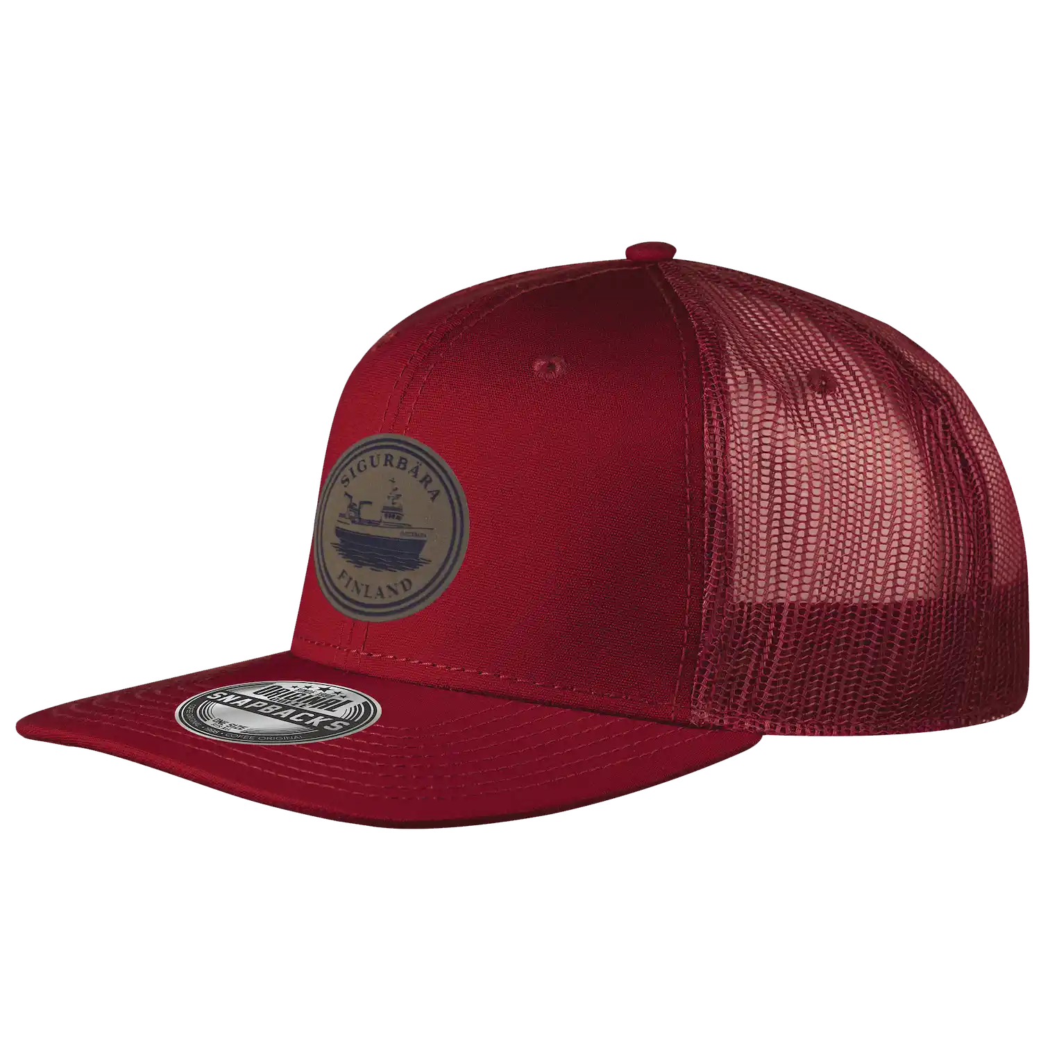 Burgyndy suoralippa snapback lippalakki omalla logolla – laser-merkattu nahkamerkki, Snap Mesh coFEE 2025