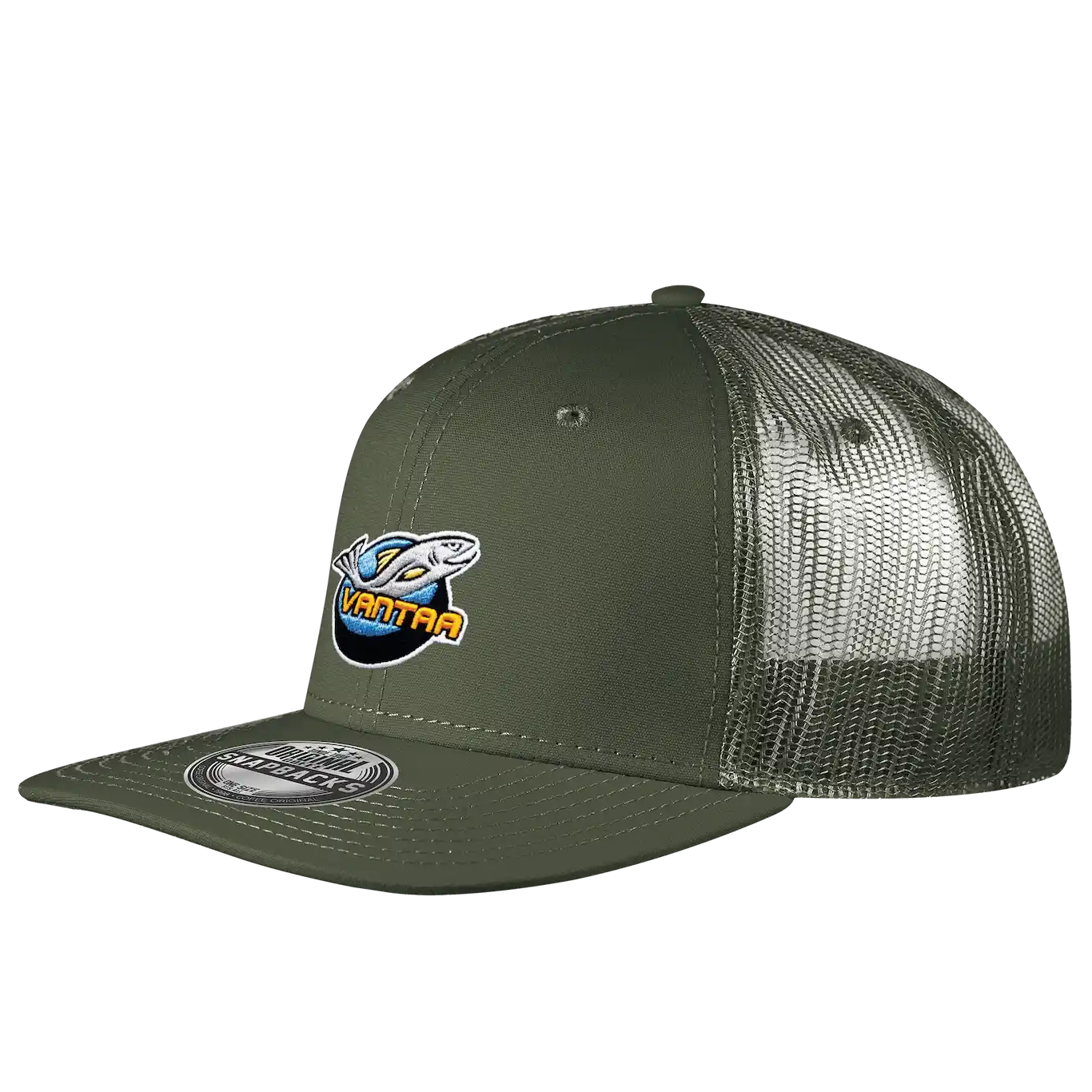 Snap Mesh coFEE 2025 suoralippa snapback lippalakki omalla logolla – brodeeraus etupaneelissa