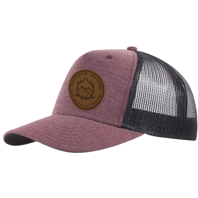 Snap Curved 5-panel lippis nahkamerkki logolla, väri Burgundy