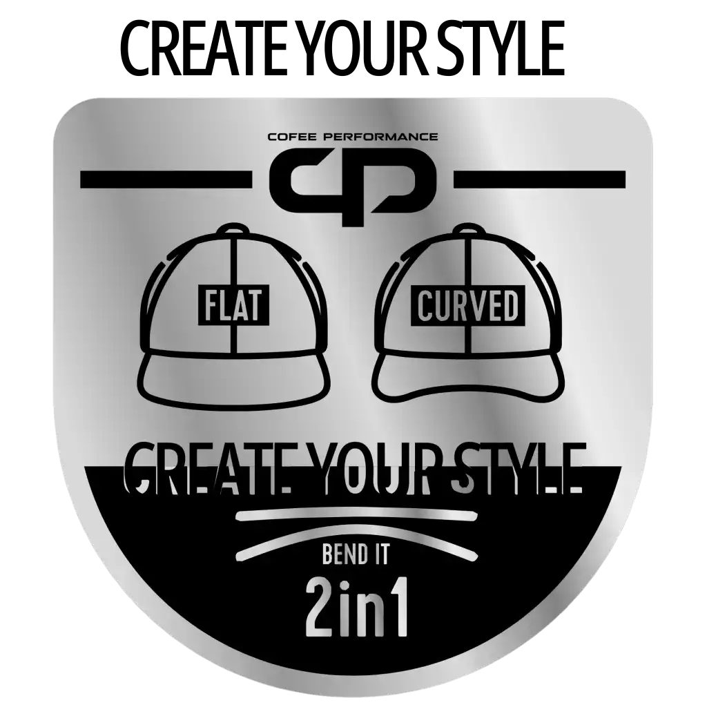 Lähikuva lipan tarrasta Create lippalakki.