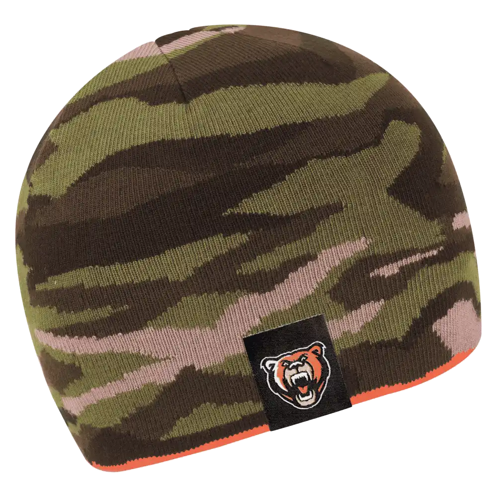 Hunter oranssi Kääntöpipo omalla logolla metsästykseen (coFEE 3007) - Vihreä/Oranssi pipo jossa kangasmerkki logo