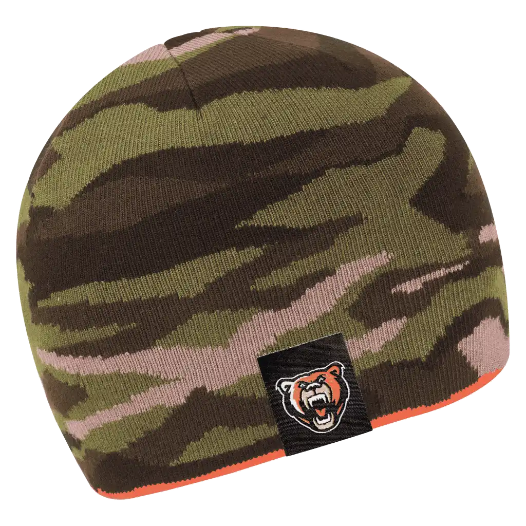 Hunter oranssi Kääntöpipo omalla logolla metsästykseen (coFEE 3007) - Vihreä/Oranssi pipo jossa kangasmerkki logo