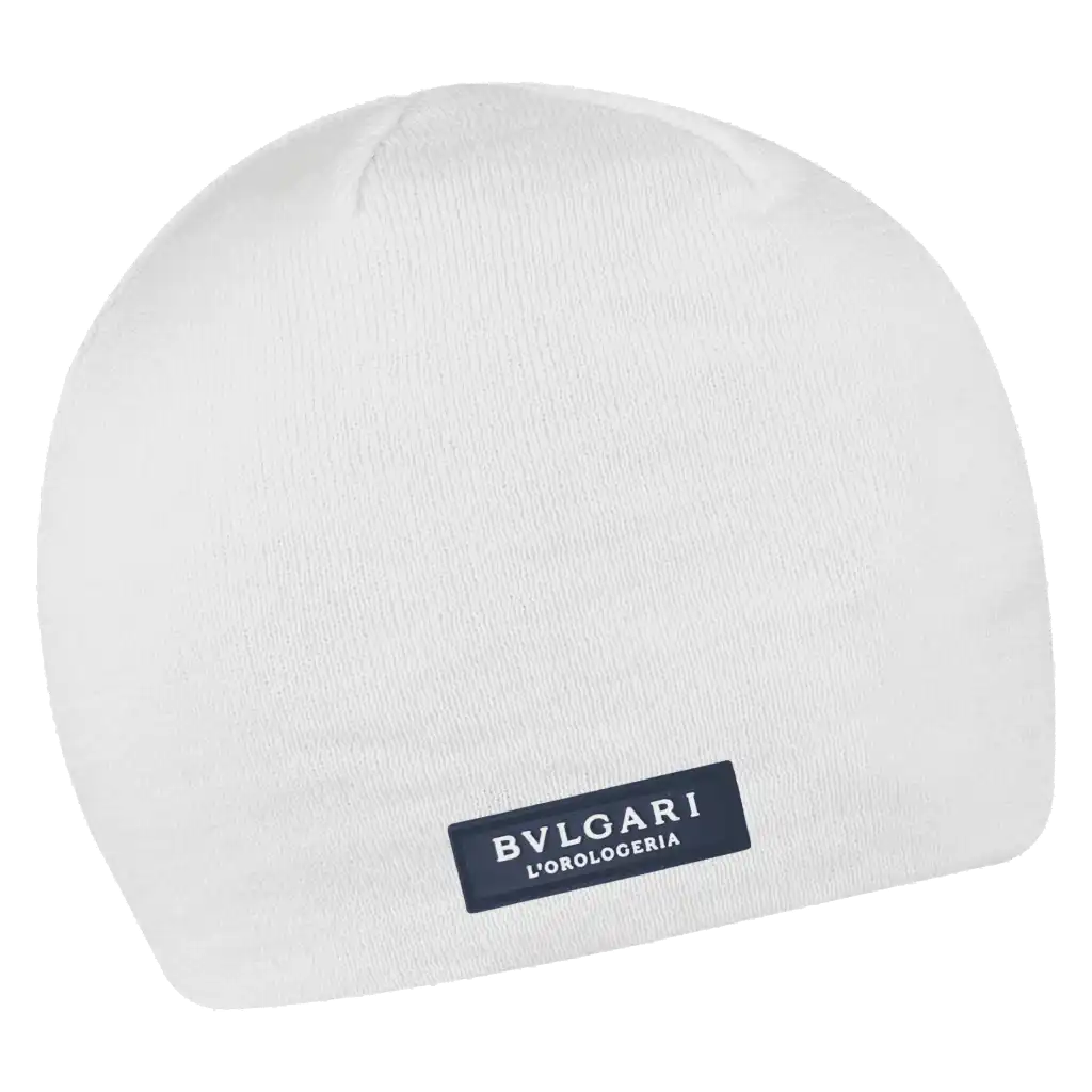 Easy Wear valkoinen merinovillapipo omalla logolla - Kumilogo