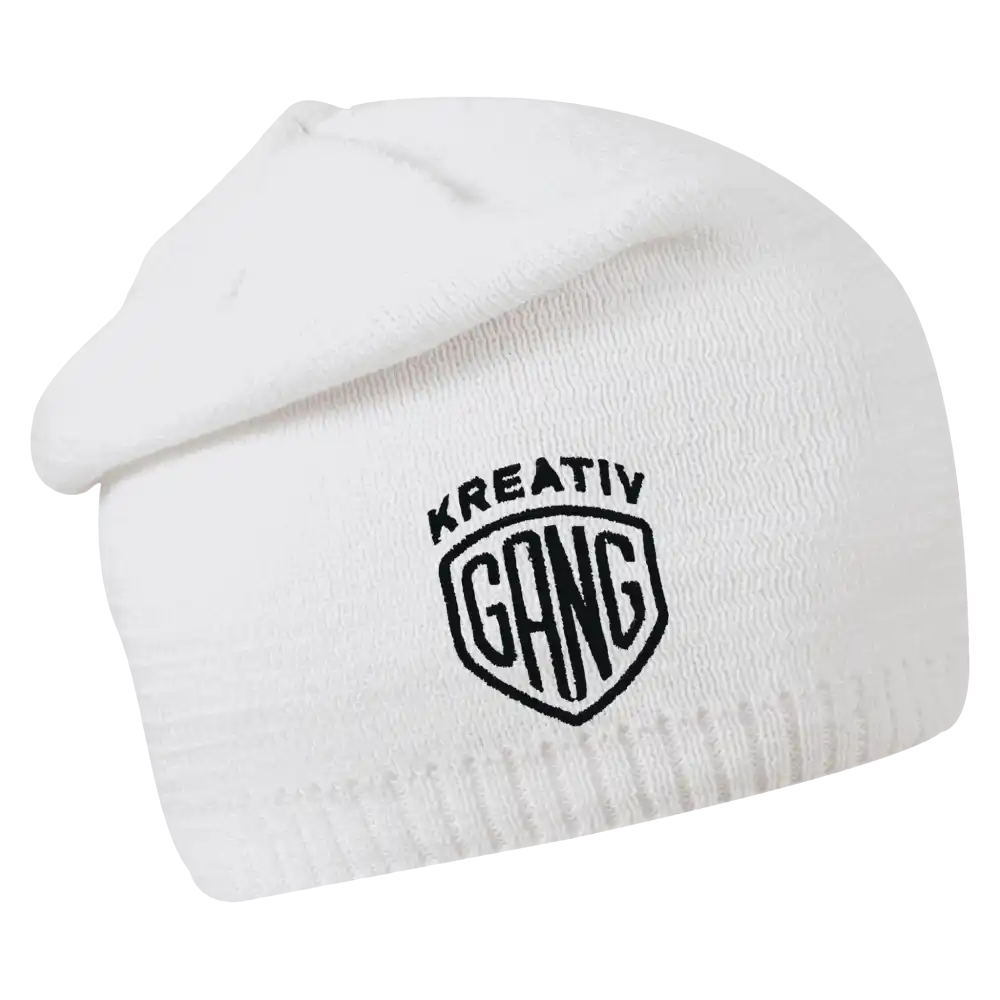 Extended Naisten Merinovillapipo omalla logolla (coFEE 3034) - Valkoinen brodeerattu logo