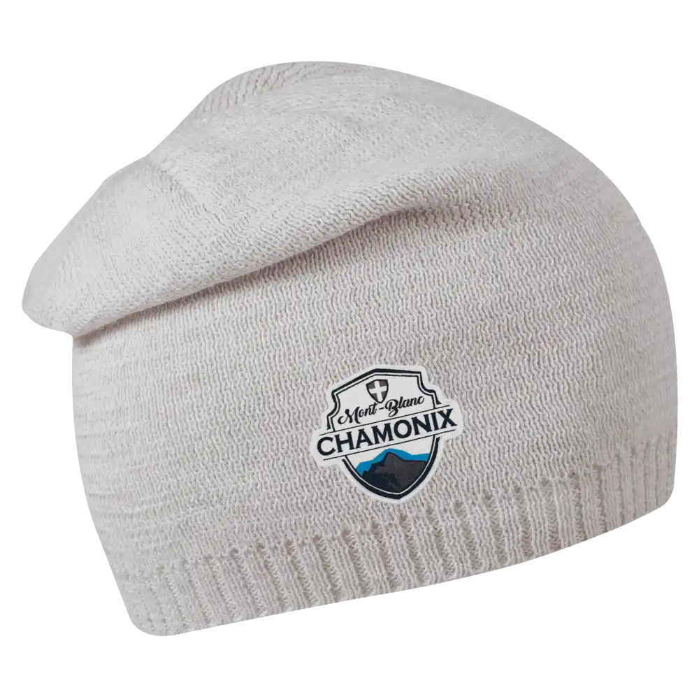 Extended Naisten Merinovillapipo omalla logolla (coFEE 3034) - Luonnon valkoinen kangasmerkki logo