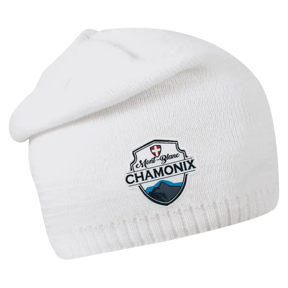 Extended Naisten Merinovillapipo omalla logolla (coFEE 3034) - Valkoinen kangasmerkki logo