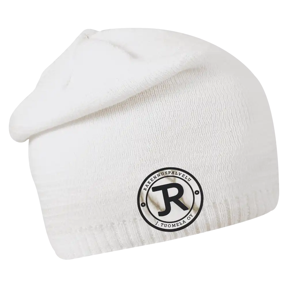 Extended Naisten Merinovillapipo omalla logolla (coFEE 3034) - Valkoinen lasermerkattu kultainen logo