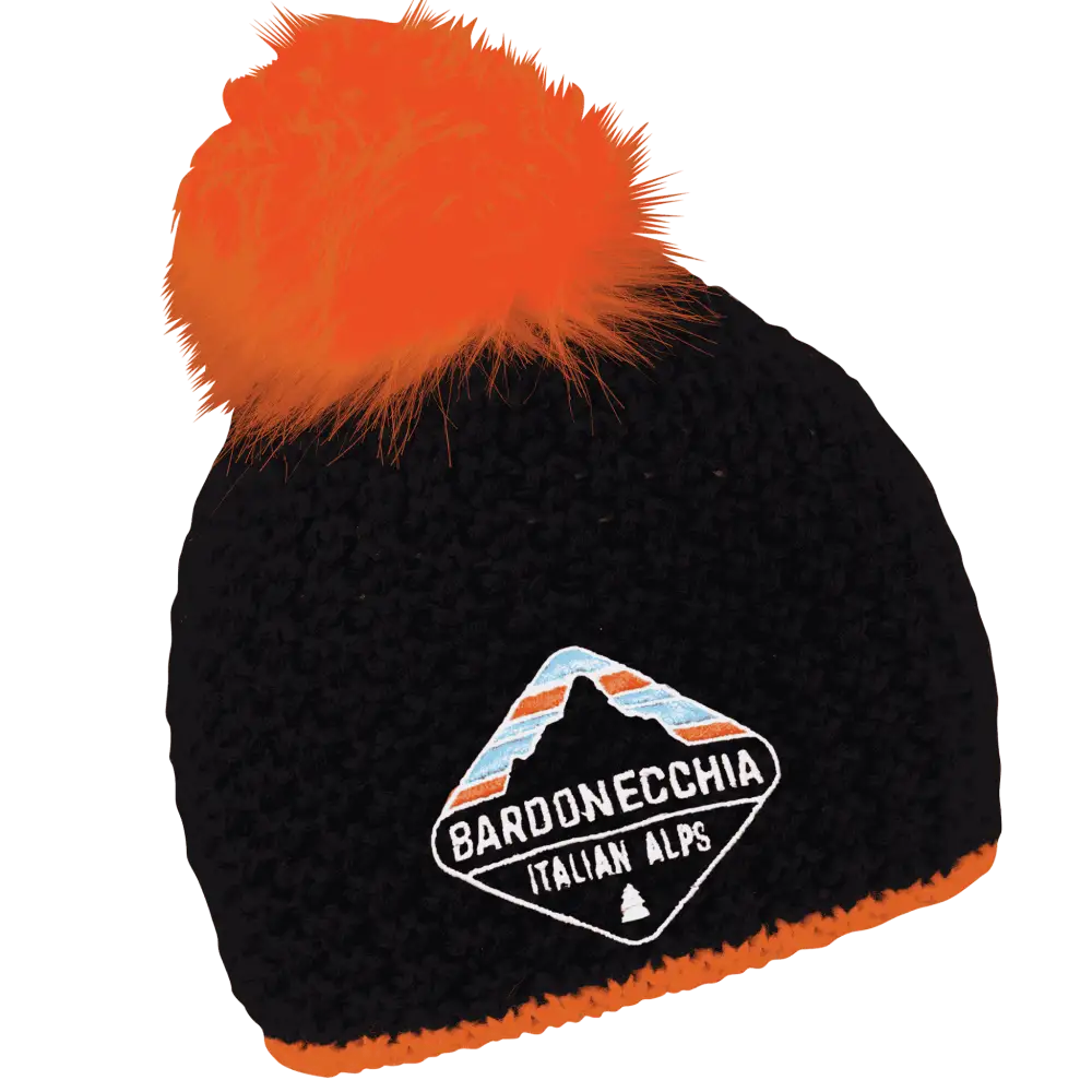 Glow Fur Naisten Tupsupipo omalla logolla (coFEE 3046) - Neonoranssi pipo, logo tehty brodeerauksella.
