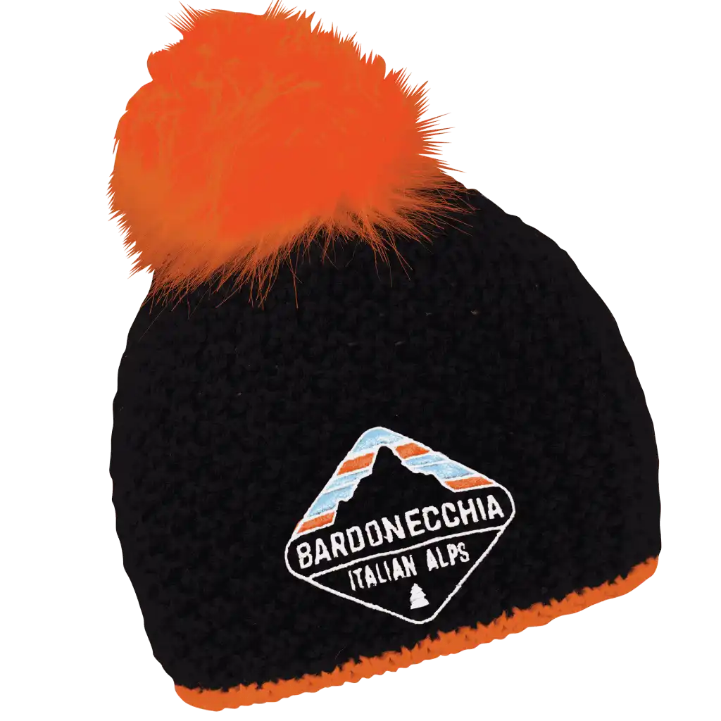 Glow Fur Naisten Tupsupipo omalla logolla (coFEE 3046) - Neonoranssi pipo, logo tehty brodeerauksella.