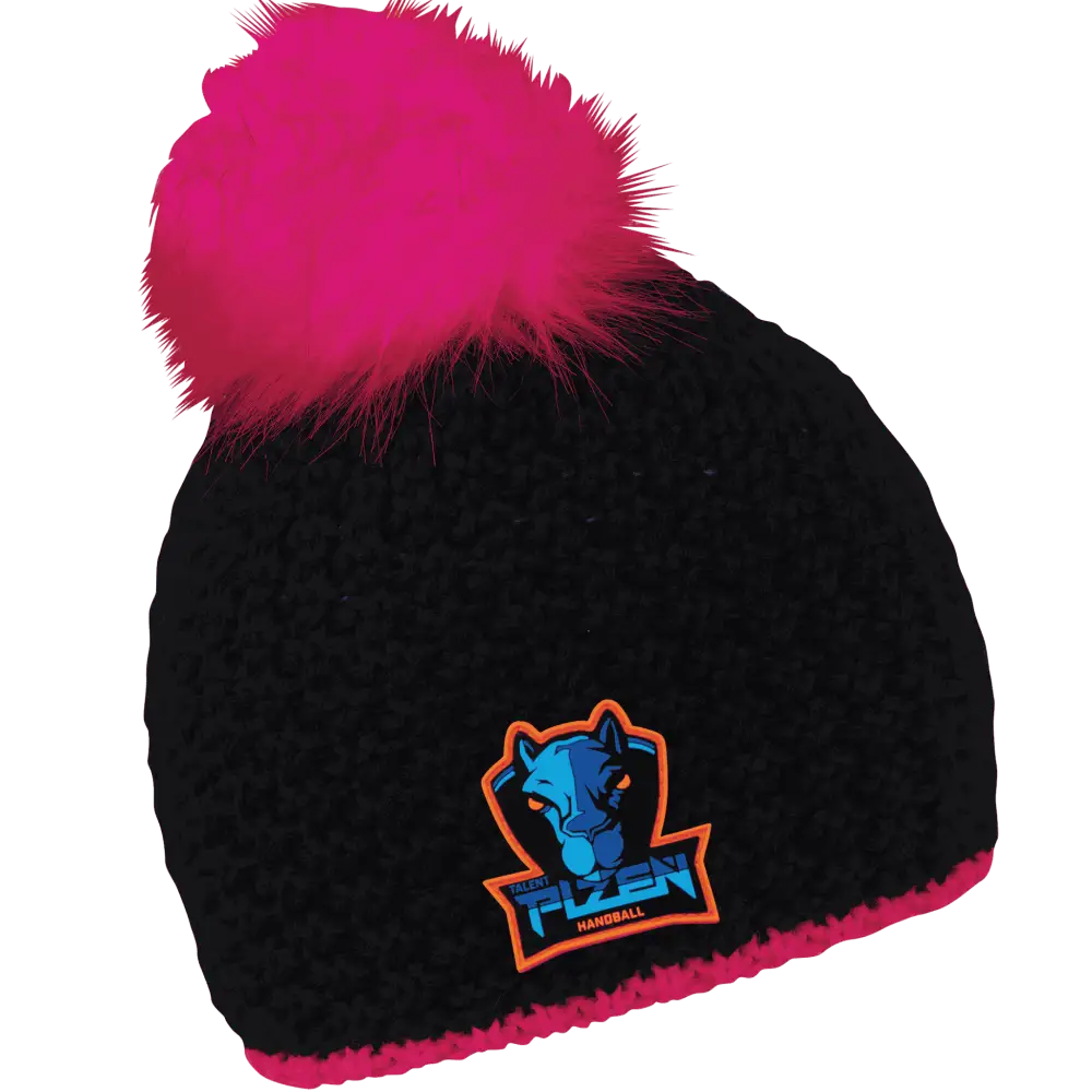 Glow Fur Naisten Tupsupipo omalla logolla (coFEE 3046) - Neonpinkki pipo, logo tehty kumimerkillä.